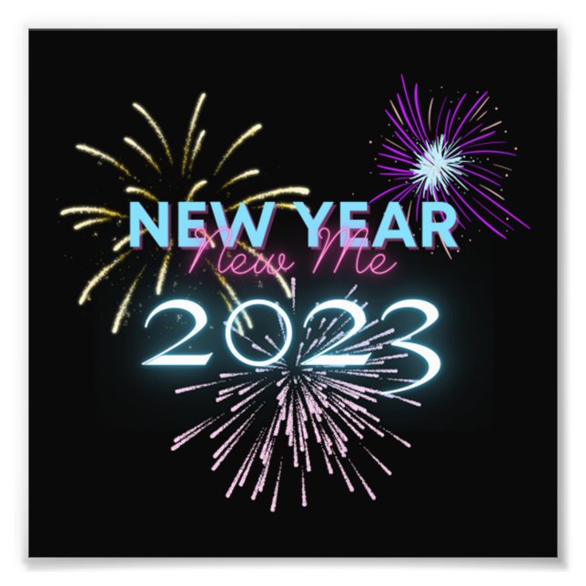 Nytt år Party Fireworks Nyårsafton Lycklig New Y Fototryck (Framsidan)