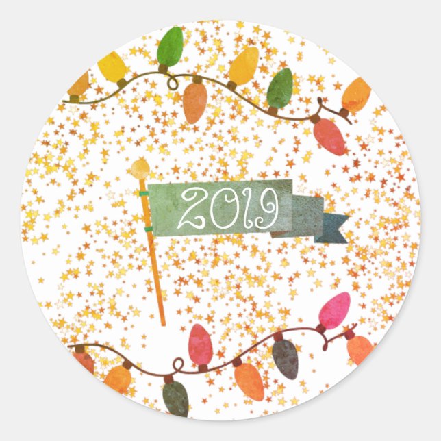 Nytt år runt klistermärke (Framsida)