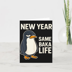 Nytt år Samma Baka Liv Pingvin Skämt Kort