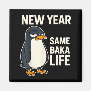 Nytt år Samma Baka Liv Pingvin Skämt Magnet