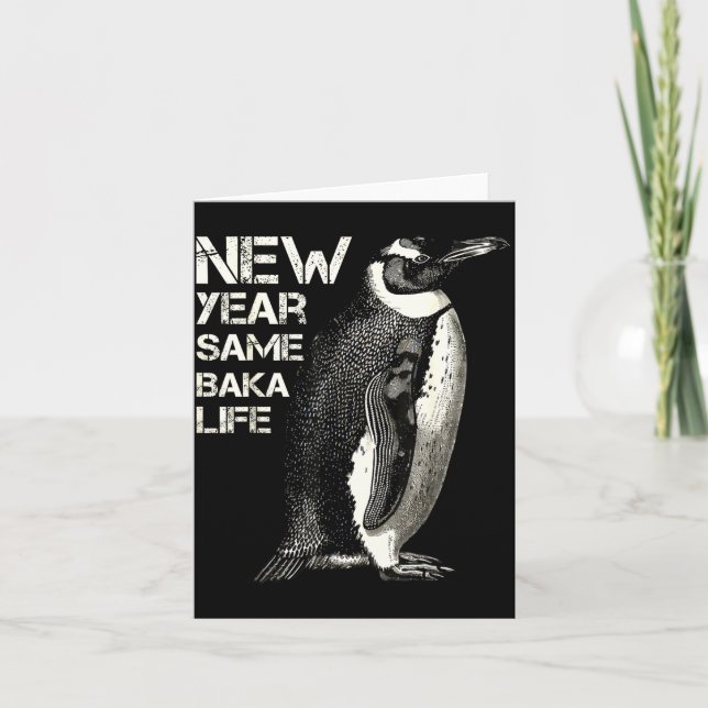 Nytt år Samma Baka Liv Pingvin Skämt Sarktast Mem Kort (Framsida)