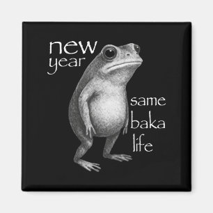Nytt år Samma Baka Liv Rolig Groda Skämt Magnet