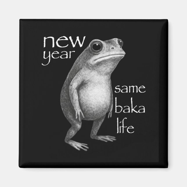 Nytt år Samma Baka Liv Rolig Groda Skämt  Magnet (Framsidan)