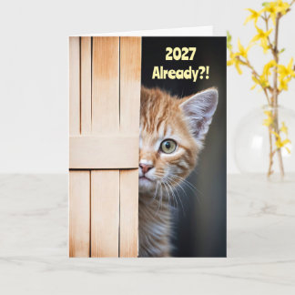 Nytt år Söt Rolig 2027 Ginger Orange Kattunge Kort