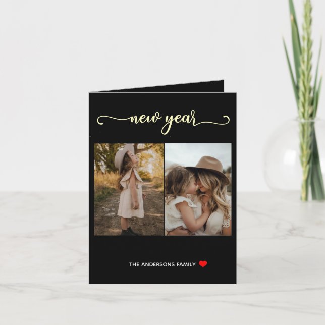 Nytt år | Svartvit guld| 2 fotokort Helgkort (Framsida)