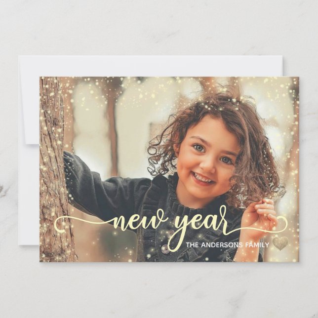 Nytt år | Svartvit guld| Glitter Dots | Fotokort Julkort (Framsida)