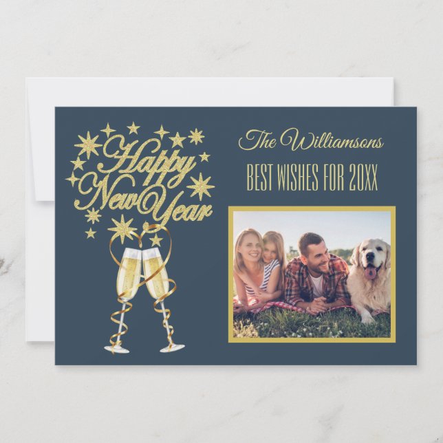 Nytt års 4 frontkort för multifoto-kollage inbjudningar (Framsida)