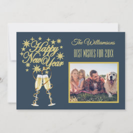 Nytt års 4 frontkort för multifoto-kollage inbjudningar