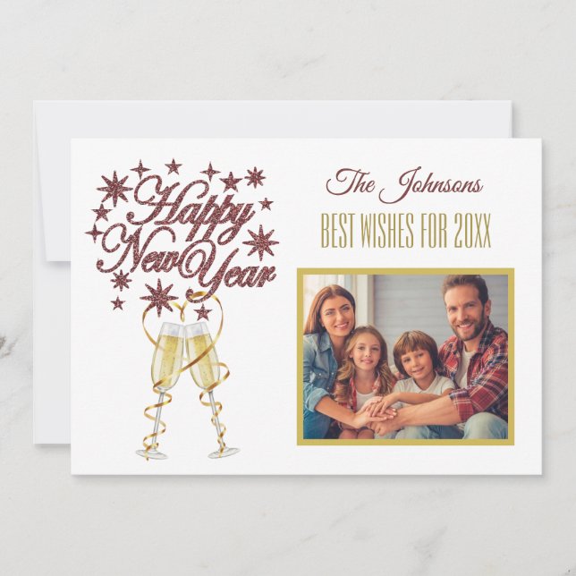 Nytt års 4 frontkort för multifoto-kollage inbjudningar (Framsida)