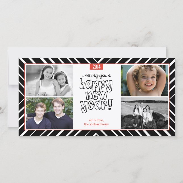 Nytt års bullseye 3 julkort (Framsida)