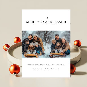 Nytt års familjefoto för god och god jul julkort