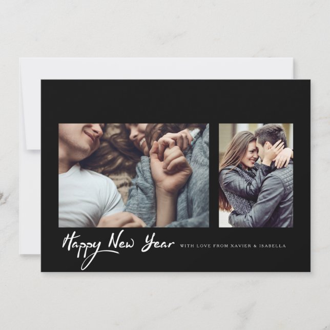 Nytt års foto för Hipster Black Ram Julkort (Framsida)