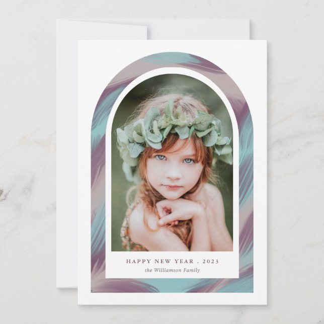 Nytt års foto för moderna penseldrag julkort (Framsida)