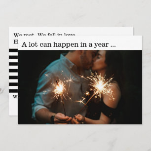 Nytt års fotokort för meddelande om Förlovning