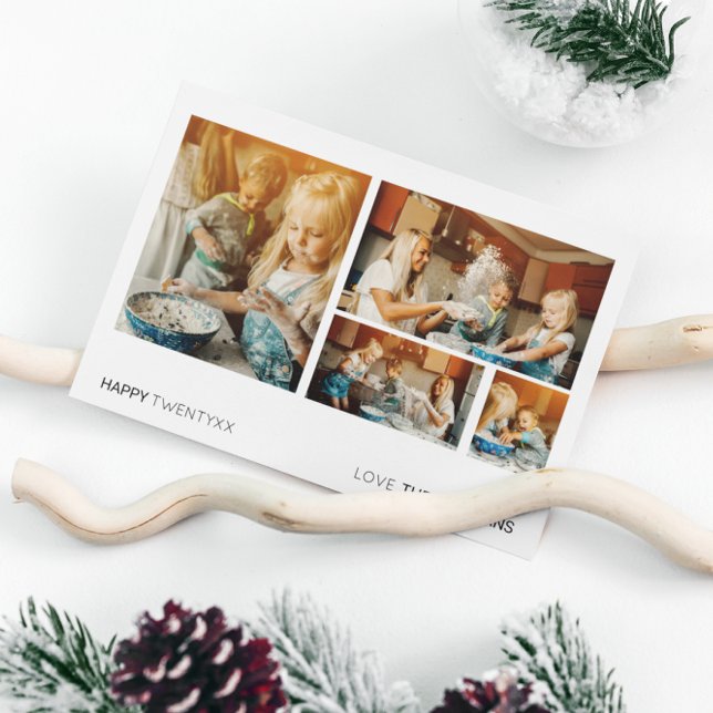 NYTT ÅRS FOTOKORT | Modern Minimal livslängd - fot Julkort (Skapare uppladdad)