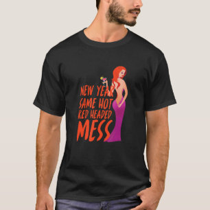 Nytt års , , helfylld Hett med rött huvud T Shirt