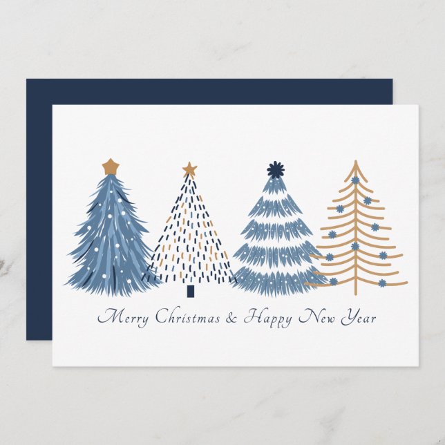 Nytt års-Helgdag för jul i Träd Meddelande (Fram/baksida)