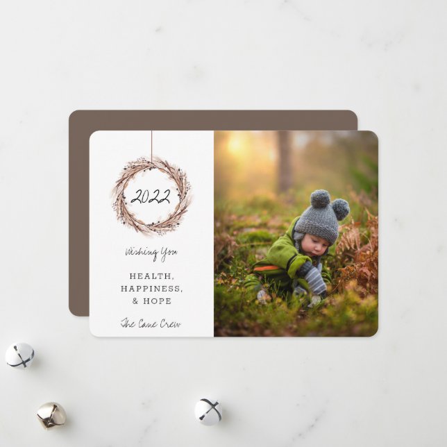 Nytt års Helgdag Fotokort med torkad Blommigt ande Julkort (Fram/Back In Situ)