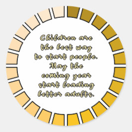 Nytt års inläsning runt klistermärke