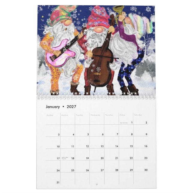 Nytt års kalender för juldesign (Jan 2027)