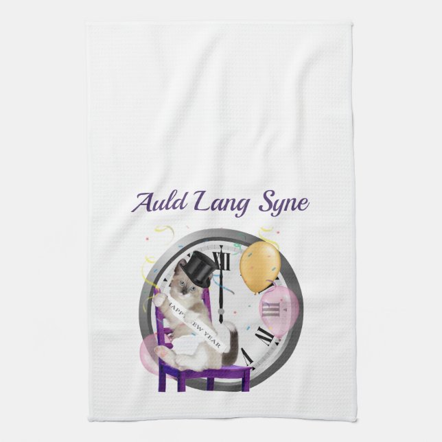 Nytt års kökshandduk för kattungepersonlig (Vertikal)