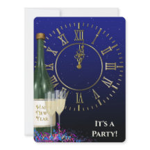 Nytt års Kväll-Party-klocka och champagne
