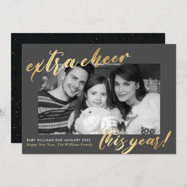 Nytt års meddelande om Gravid av foto i Nyfödd beb (Fram/baksida)