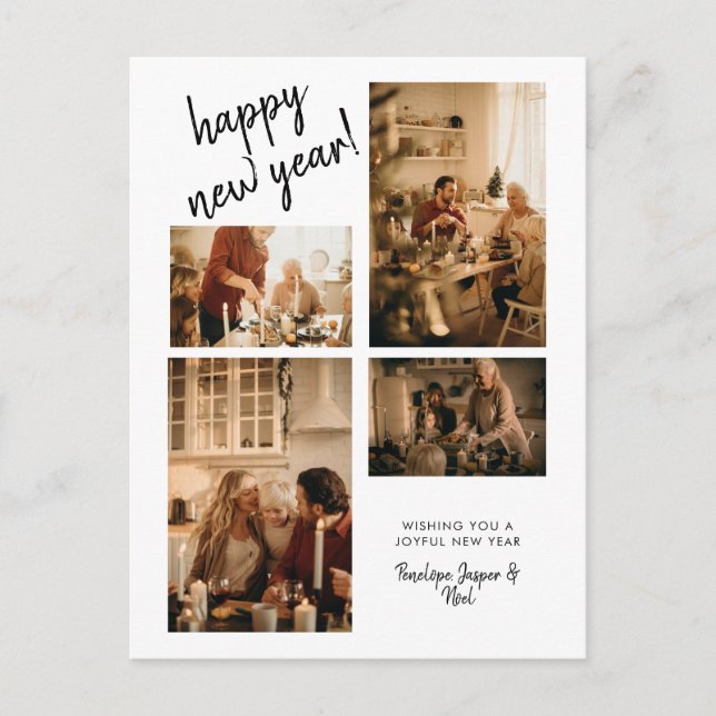 Nytt års modernt fotovykort vykort (Framsida)