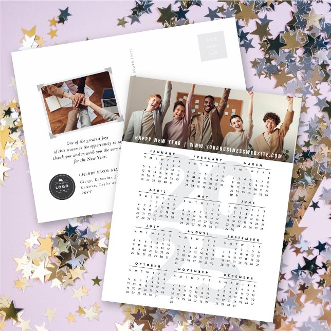 Nytt års modernt, minimalistiskt foto för 2025 års helg vykort (Modern Minimalist 2025 Calendar New Year Photo Holiday Postcard @ fat_fa_tin)