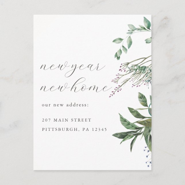 Nytt års ny hembyte för Adress Flytta Vykort (Framsida)