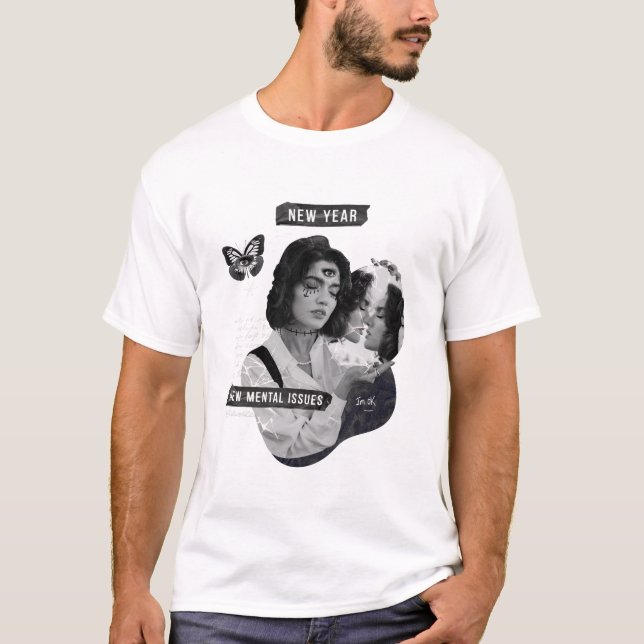 Nytt års nya mentalproblem Im Ok Collage T Shirt (Framsida)