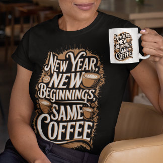 Nytt års nybörjare samma kaffe t shirt