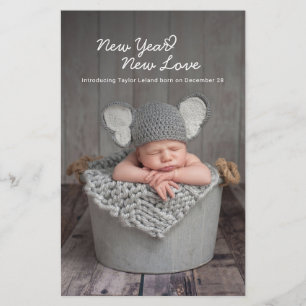Nytt års nytt fotoannonskort för Baby i Kärlek Brevpapper