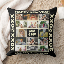 Nytt års Photo Collage Grandföräldrar Gift Kudde