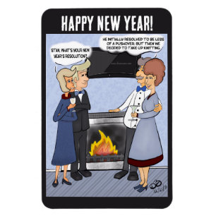 Nytt års resolution - Lustigt Tecknad Magnet