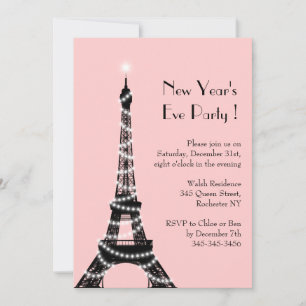 Nytt års rosor för inbjudan för Eiffel torn