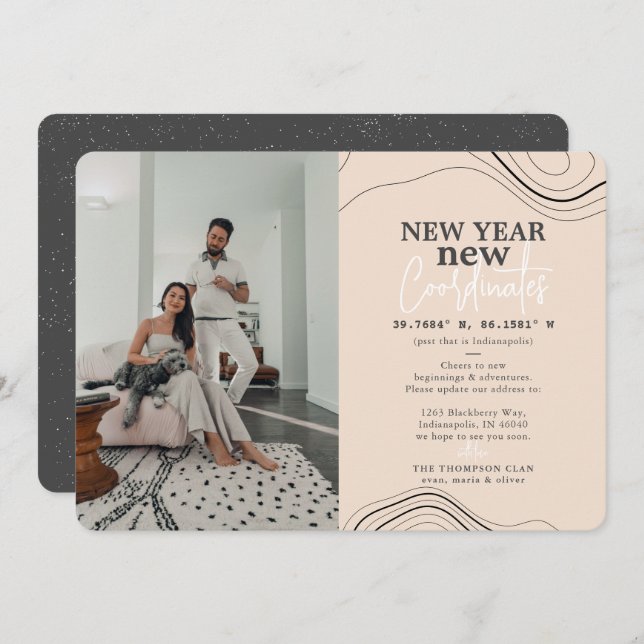 Nytt års samordnare för Flytta av PIC Peach Julkort (Fram/baksida)