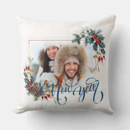 Nytt års vinterfoto i blå Stil Kudde