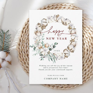 Nytt årskort för bomullsblomman med QR-kod Julkort