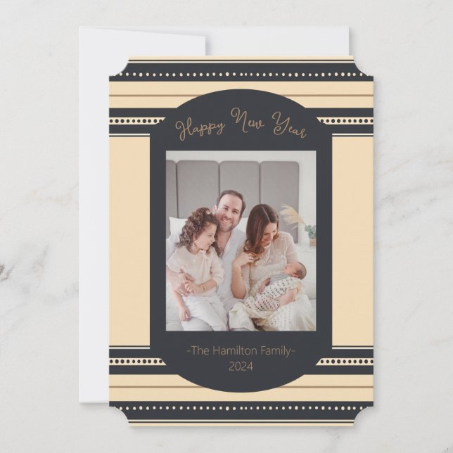 Nytt årskort för Classy Black Guld-skript Inbjudningar (Framsida)