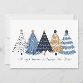 Nytt årskort för nyårshelgen Navy Blue Träd Meddelande