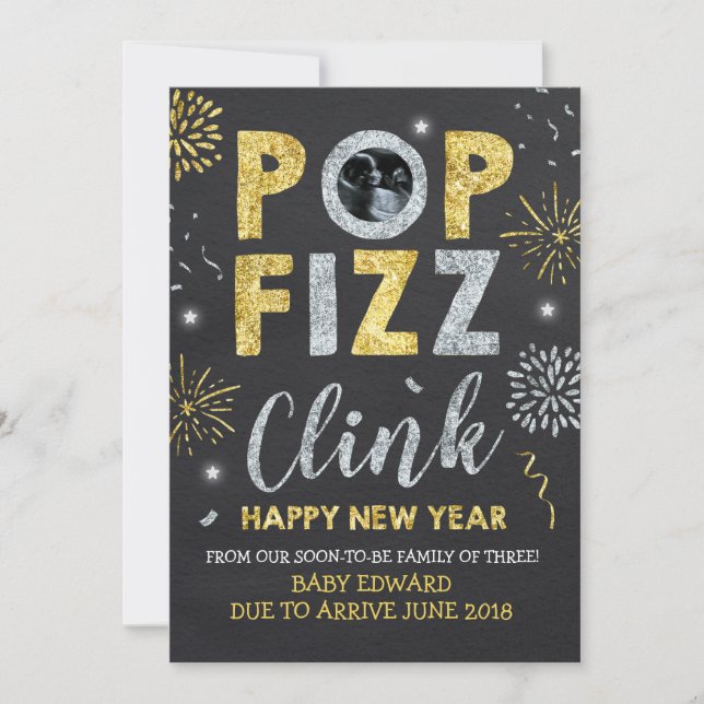 Nytt årskort för nyårskort för Gravid Julkort (Framsida)