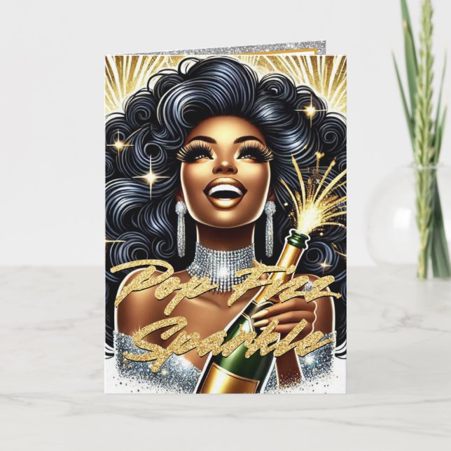 Nytt årskort för unga afrikanska kvinnor helgkort (Framsida)