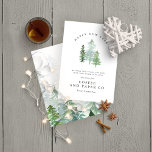 Nytt årskort för vattenfärgsskog julkort<br><div class="desc">En elegant,  ett naturtema,  helgdag design. En del av en samling. Med elegant och vacker skogsdesign med vattenfärg.</div>