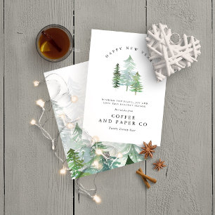 Nytt årskort för vattenfärgsskog julkort