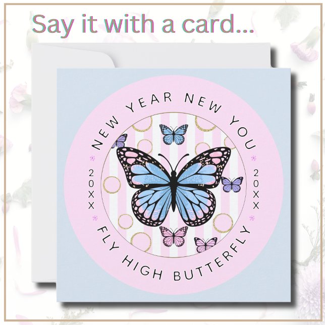Nytt årstidsbuss - nytt årskort för dig som flyger (Celebrate the New Year in the most beautiful way with this heartfelt card (has customizable year).)