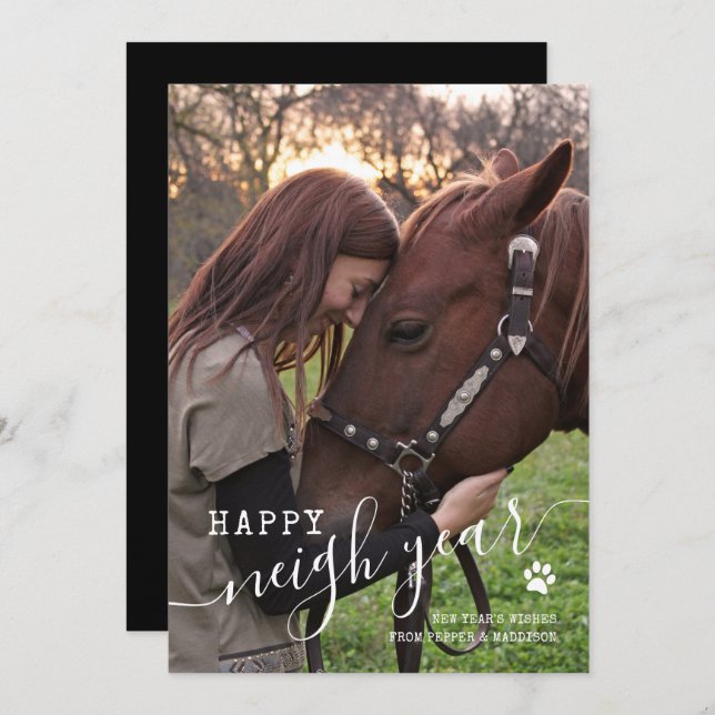Nytt årstidsfotokort för hästar julkort (Fram/baksida)