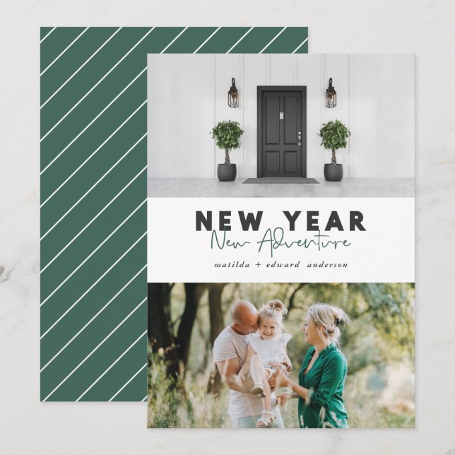 Nytt äventyr-multifotokort för helgdag (Fram/baksida)