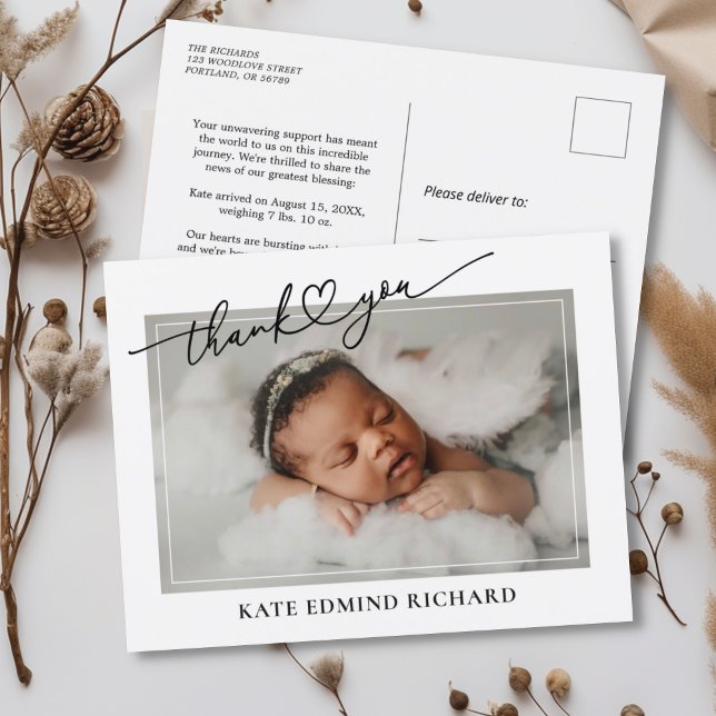 Nytt Baby Foto Hjärtmanus Födelse Tillkännagivande (Skapare uppladdad)