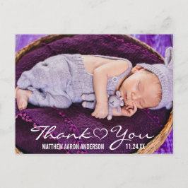 Nytt barn modern foto tack hjärta meddelande vykort